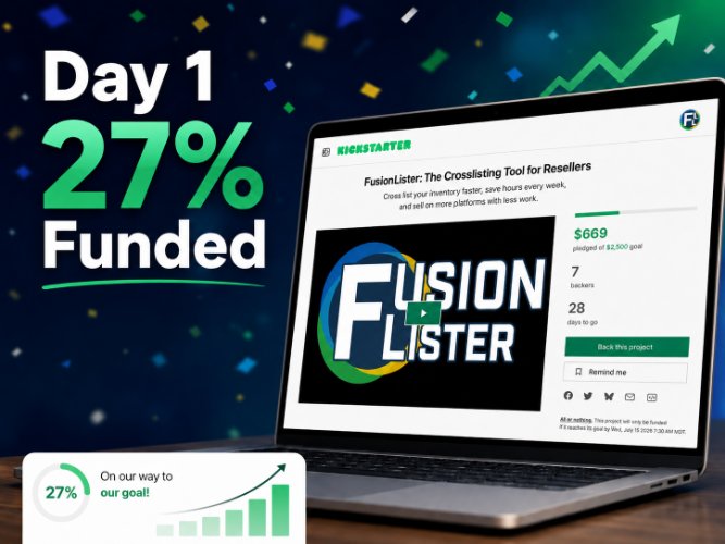 FusionLister Kickstarter Day 1: 27% Funded